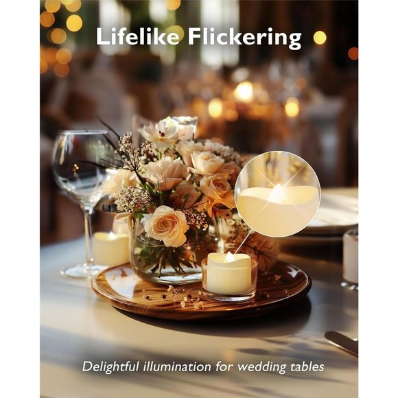 Flickering Flameless Candle Tea Lights Votive  Centerpiece Table Decorations - Picture 2 of 11